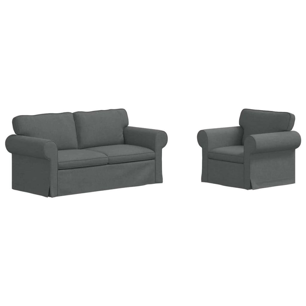 Set di divani 2 pcs Grigio scuro 175 x 82 x 80 cm Tessuto 3407531