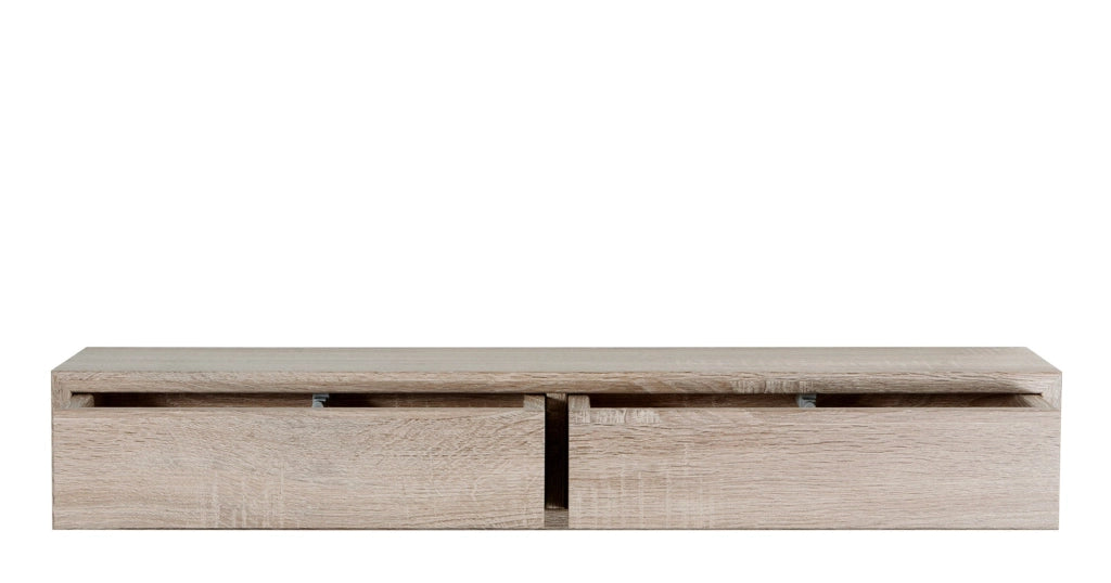 Mensola da Parete con 2 Cassetti 88,2x13,4x20 cm in Fibra di Legno Domino Rovere Sagerau