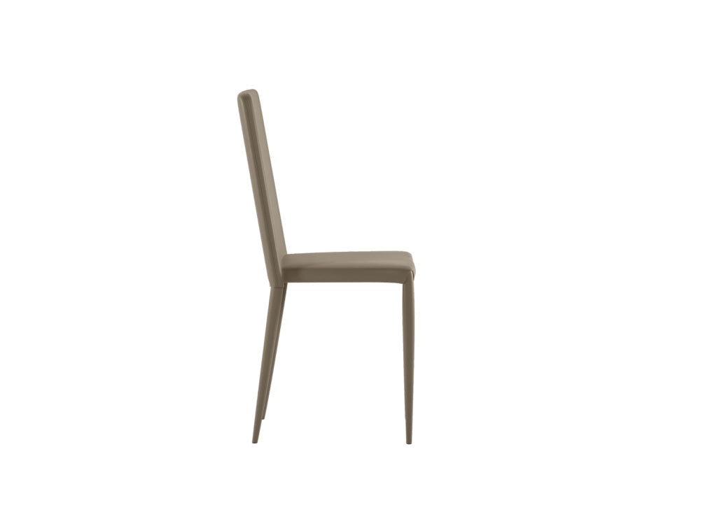 Sedia Cleo Impilabile in Similpelle Imbottita con Struttura in Metallo Tortora - Seduta e Schienale Ergonomici - Design Moderno