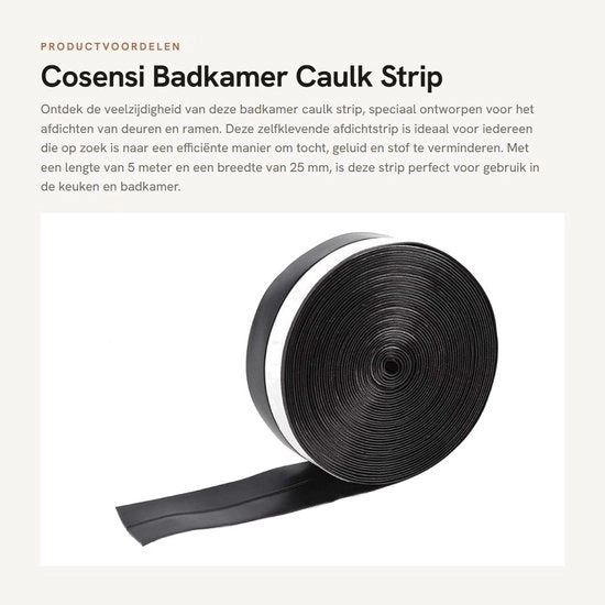 Striscia di sigillatura autoadesiva 5M 25mm - Isolamento acustico - Prevenzione polvere - Impermeabile - Nastro di sigillatura - Per cucina/bagno