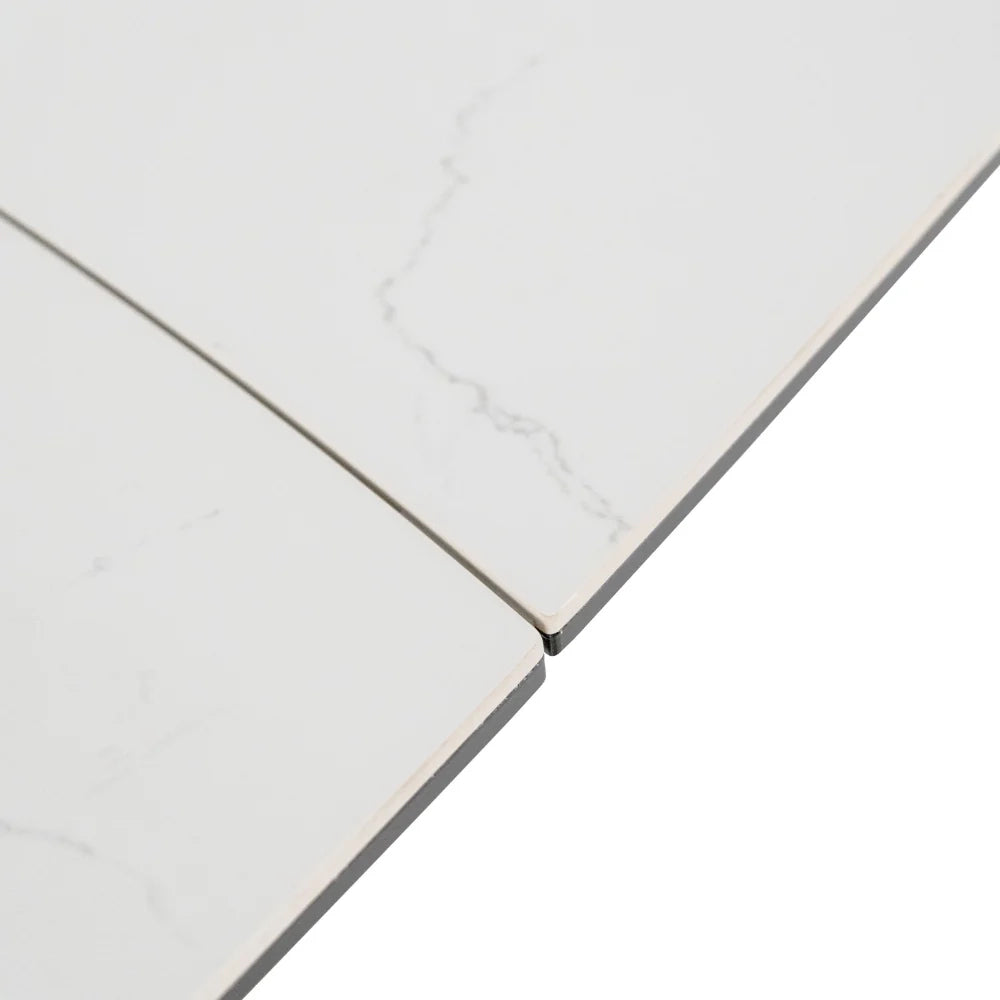 Tavolo da pranzo allungabile in ceramica effetto marmo bianco George 140-200x90 cm fino a 10 posti | Duzzle