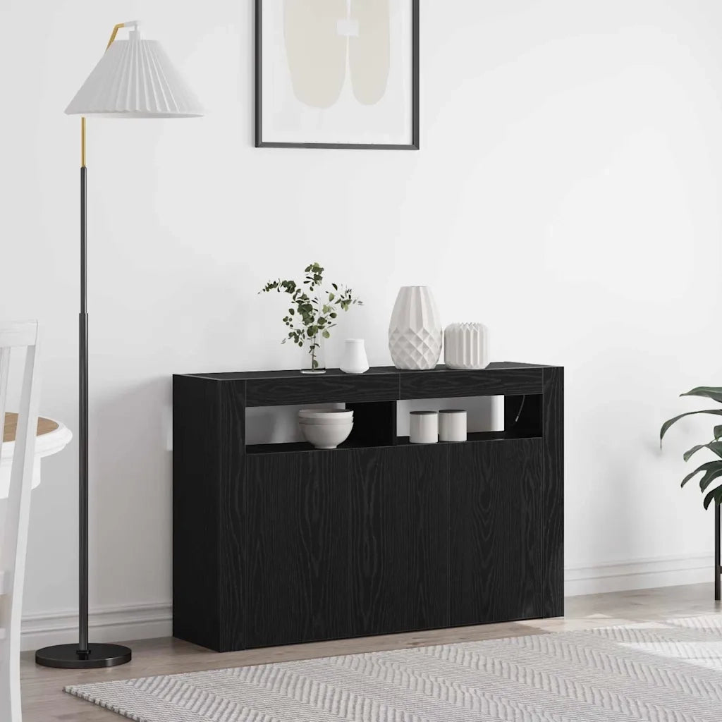 Credenza Rovere Nero 116 x 30 x 75 cm Legno multistrato 3333885