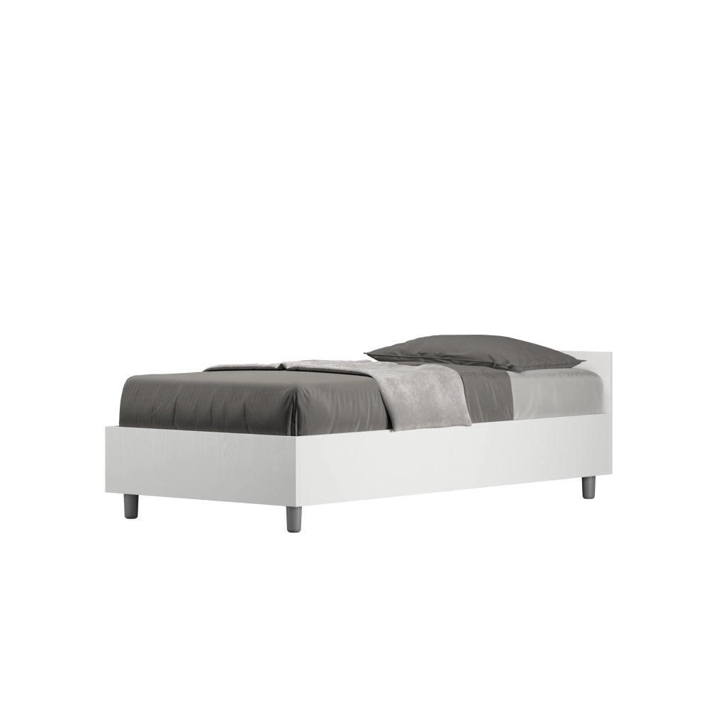 BS COM Letto singolo con rete 80x200 bianco frassino