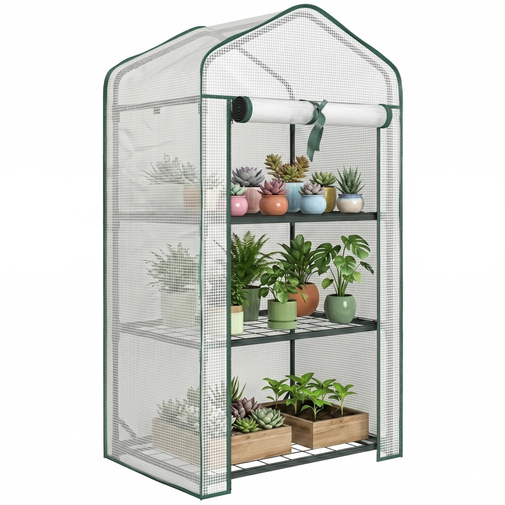 Serra da Giardino 3 Ripiani ¨C zephmum ¨C Verde 59x39x127 cm