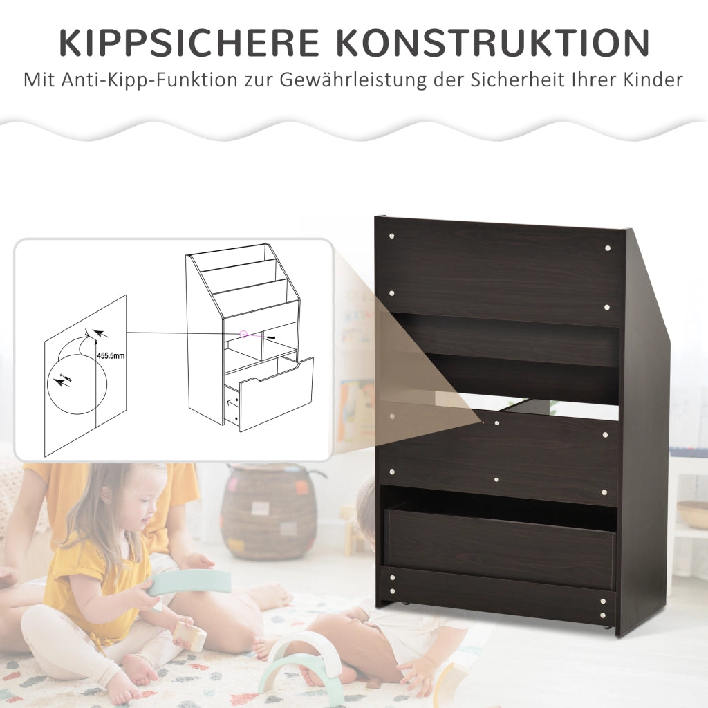 Libreria per bambini con cassetto e scomparti ¨C zephmum ¨C Grigio 60x30x90 cm