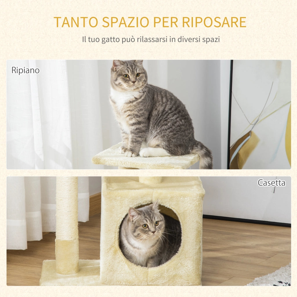 Albero Tiragraffi per Gatti con Cuccia, 50x30x81.5cm
