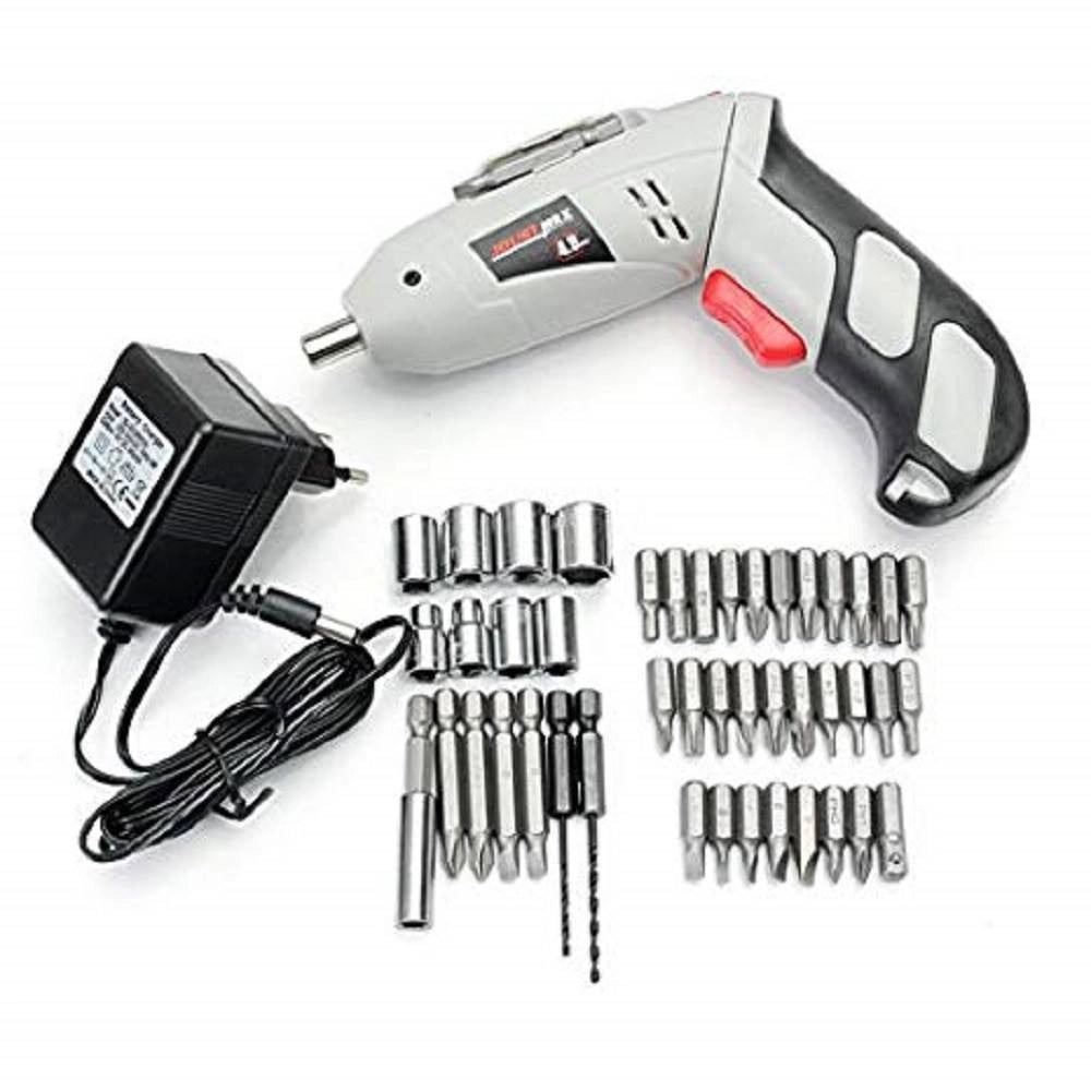 Trade Shop - Trapano Avvitatore A Batteria Al Litio In Valigetta 4,8v 48 Pz Snodabile Led 48p -