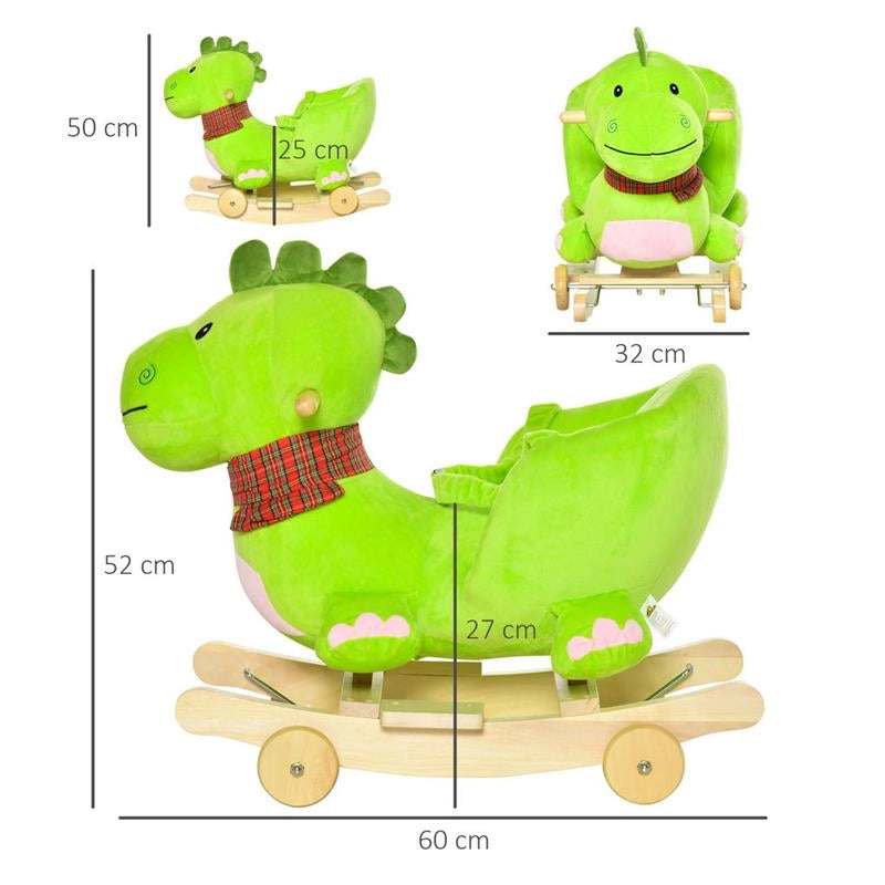 DONDOLO CON RUOTE A FORMA DI DRAGO PER BAMBINI 18-36 MESI VERDE