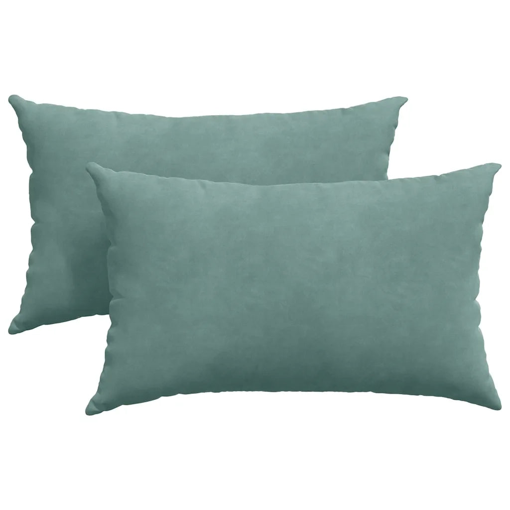 Cuscini da Divano 2 pz-Set di 2 Cuscini per Sofa Verde Mare 50 x 30 cm Tessuto in Cords