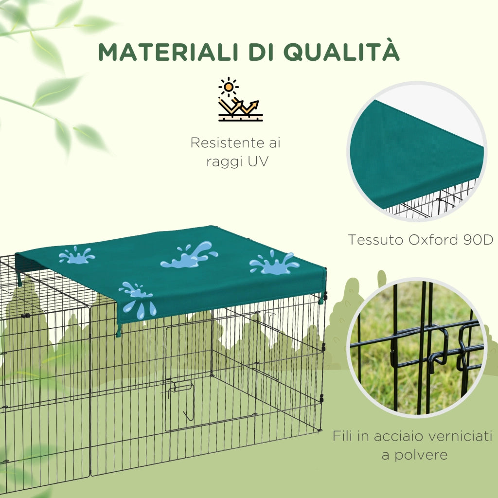Gabbia per Coniglio ¨C Minimal ¨C Verde Acciaio 220x85x70cm
