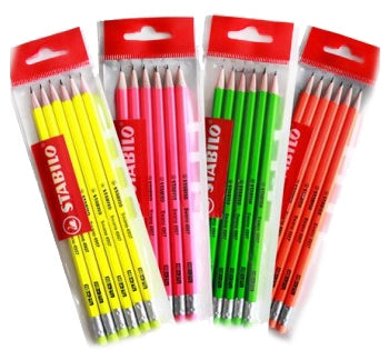 STABILO MATITE CON GOMMA 6 PZ FLUO