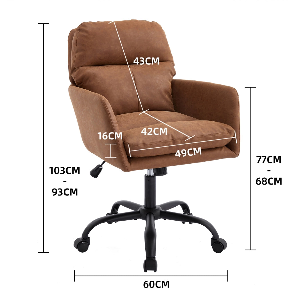 Sedia da Ufficio Regolabile in Altezza ¨C MINIMAL ¨C Ecopelle Marrone, Base Nera