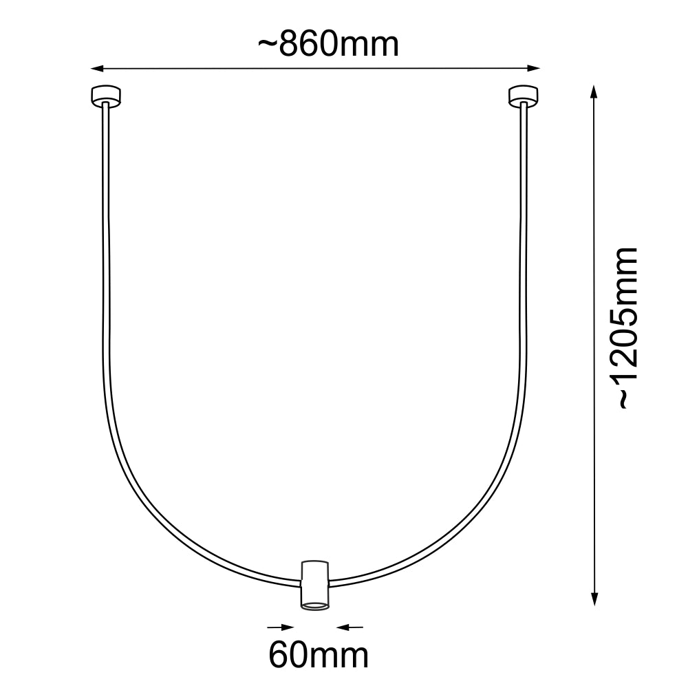 Lampada sospensione nera arco 86cm GU10 Shilo NO.C