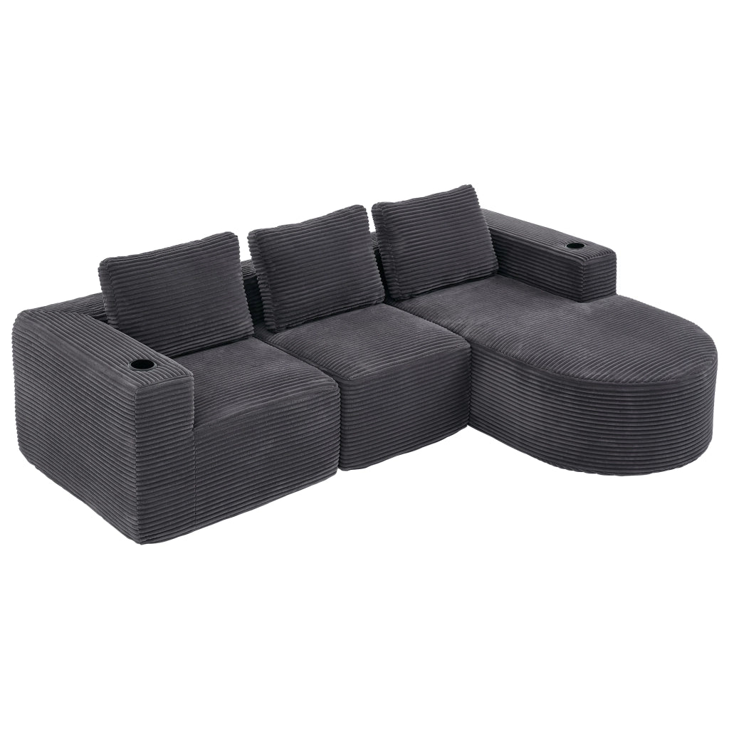 Divano 2 Posti con Cuscini e Portabicchieri ¨C MINIMAL ¨C Tessuto, 265 cm