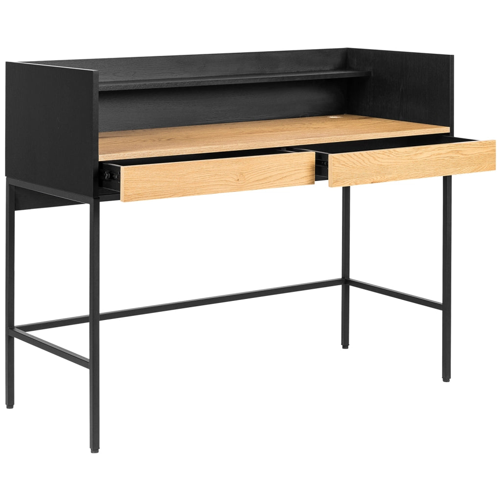 Scrivania ARTHUR a 2 cassetti in legno e nero