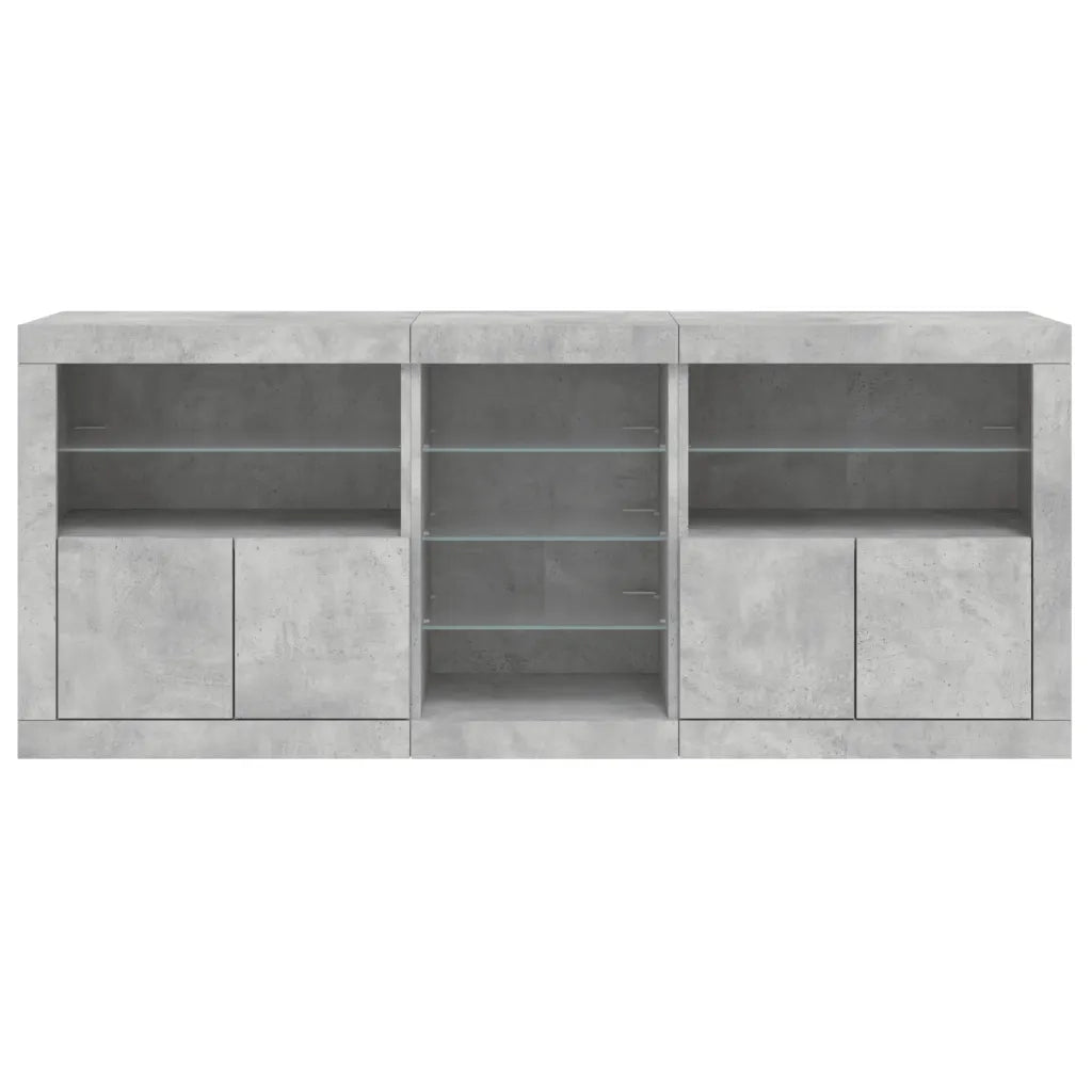 Credenza con Luci LED Grigio Cemento 162x37x67 cm