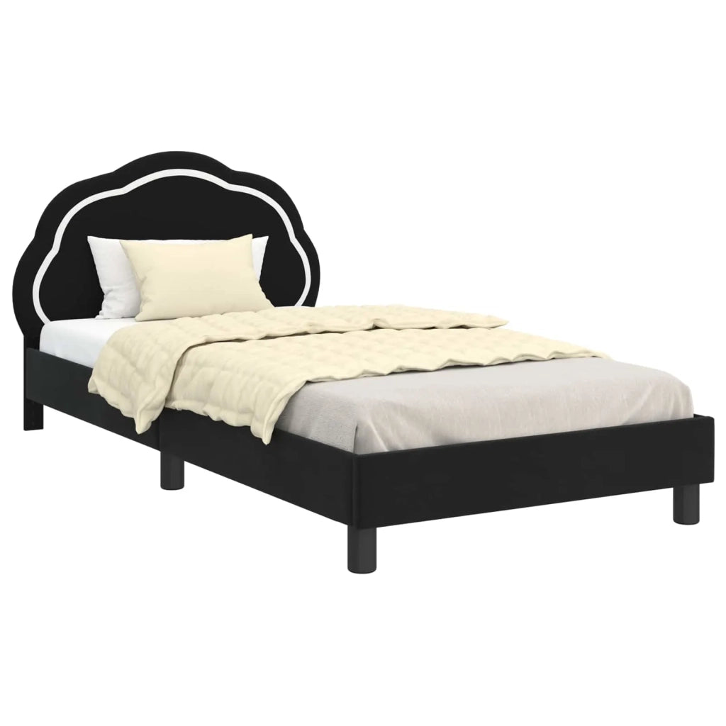 Struttura letto bambini con testata-Giroletto per bambini Nero 90 x 190 cm Velluto 381383