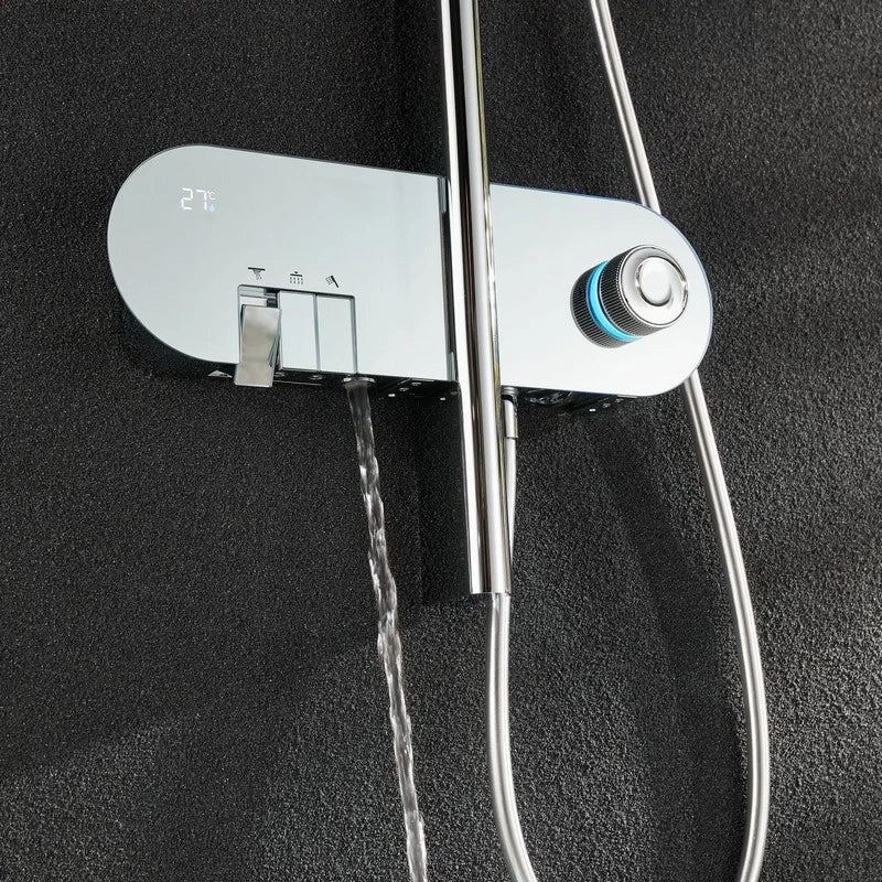Colonna doccia Pegasus con comandi, miscelatore e display LED cromo Aquasanit
