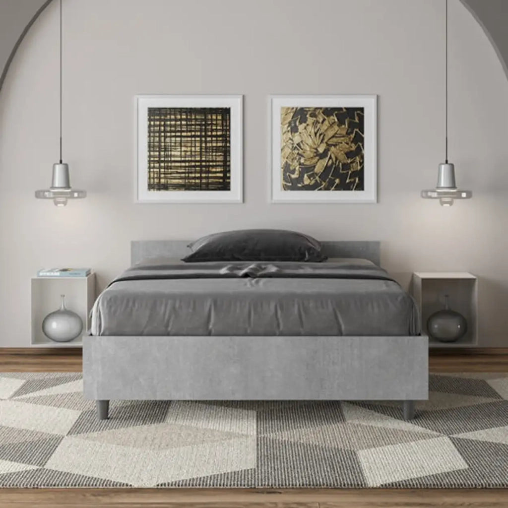 Letto una piazza e mezza contenitore 120x190 cemento Nuamo