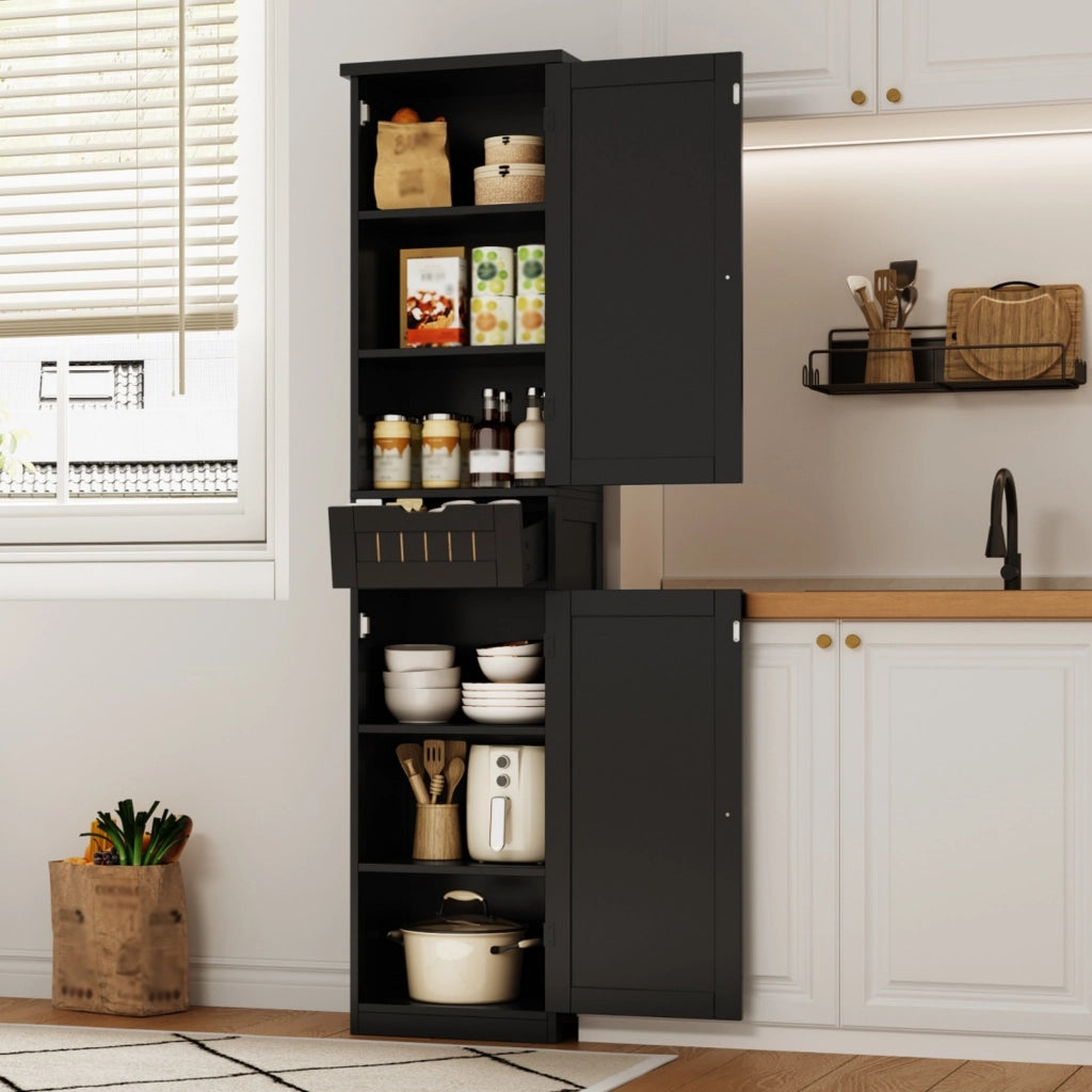 ARMADIO DA CUCINA 170x40x30 cm MDF Nero con 4 ripiani regolabili