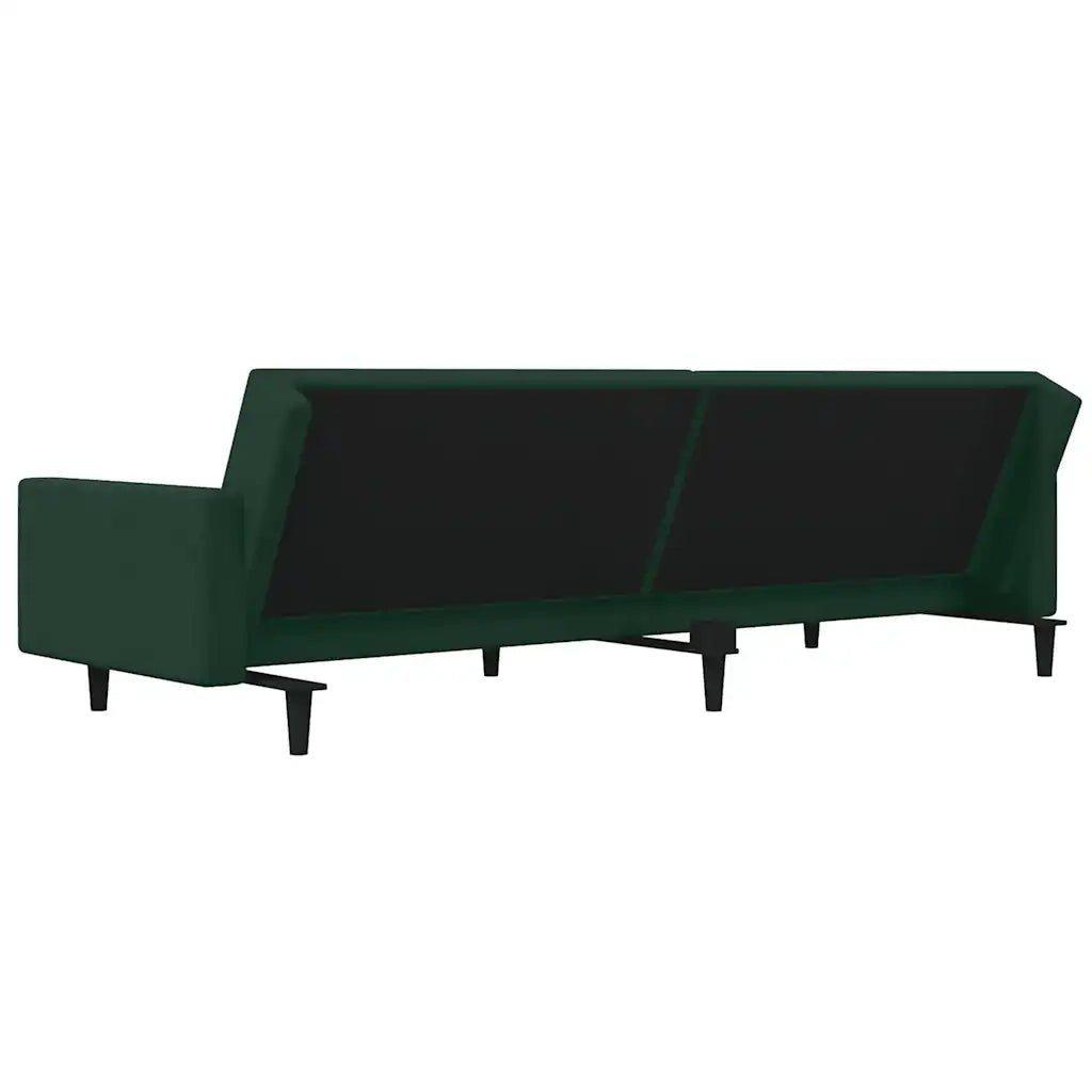 Divano letto | Sof¨¤ letto | Letto singolo a 2 Posti con 2 Cuscini Verde Scuro in Velluto