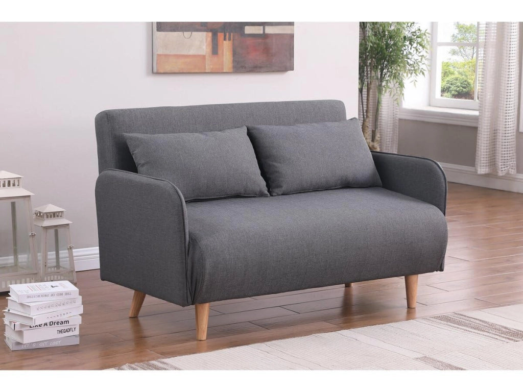 Divano Letto Pieghevole 2 Posti Grigio Convertibile 140cm Habitat et Jardin
