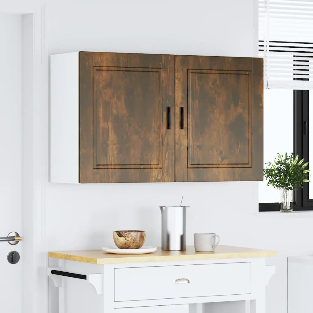 Pensili da Cucina 2 pz-Mobile Cucina da Parete Porto Rovere Fumo in Legno Multistrato