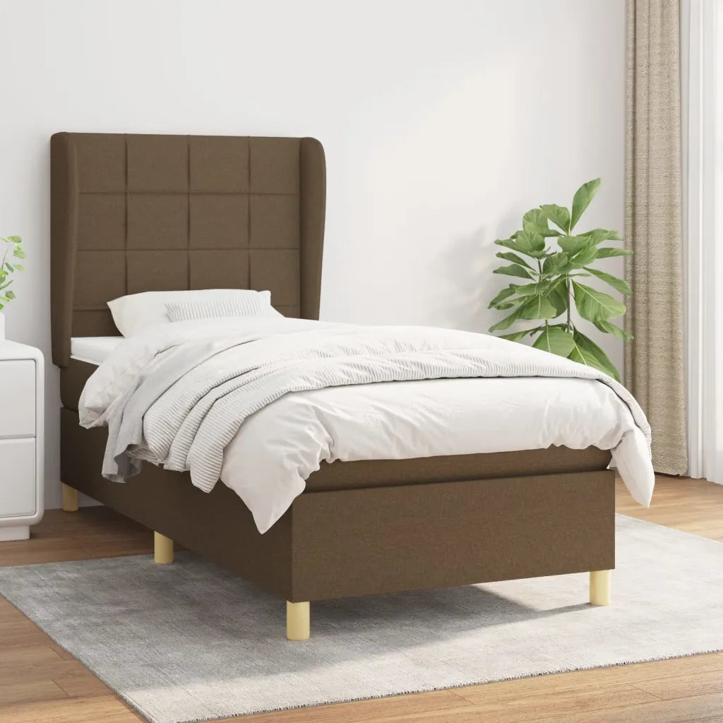 Giroletto a Molle con Materasso Marrone Scuro 100x200cm Tessuto 3128504