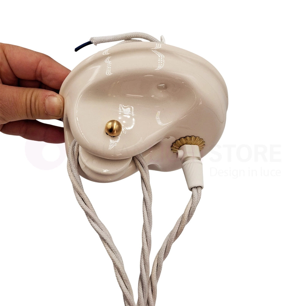 POMARANCE Lampadario Saliscendi in Ceramica Traforata Ø41 Rustico Country