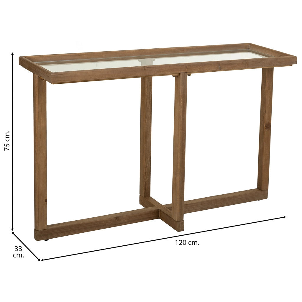 Console in legno e vetro marrone 120x33x75