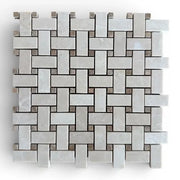 Mosaico in Marmo Beige - Emperador - Intreccio a Cestino