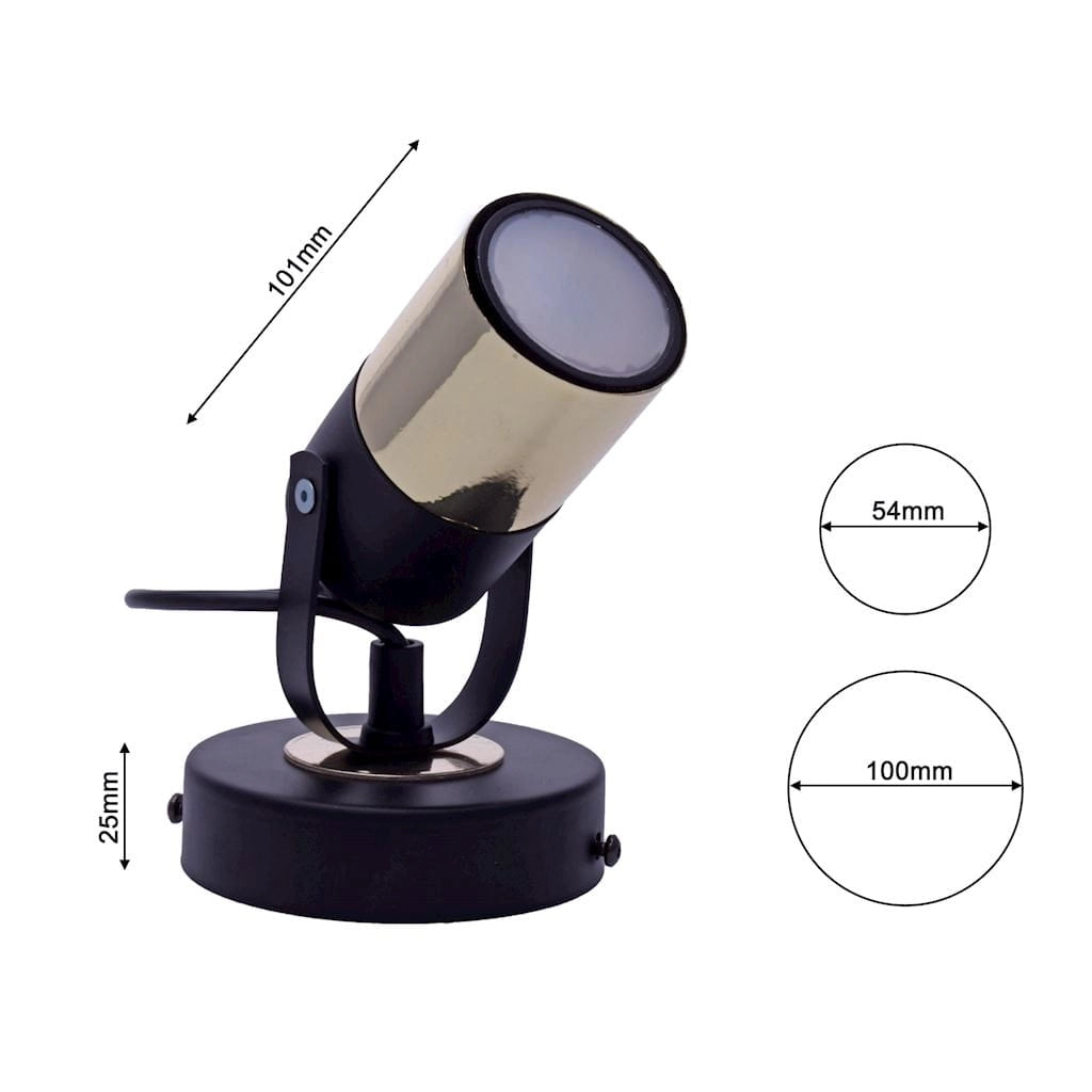 Applique Milagro Wilson MLP4850 GU10 35W nero oro metallo