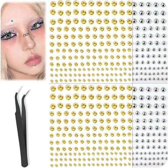 Stickers per sorriso Y2K punk zilver e oro - non penetranti - 4 pezzi