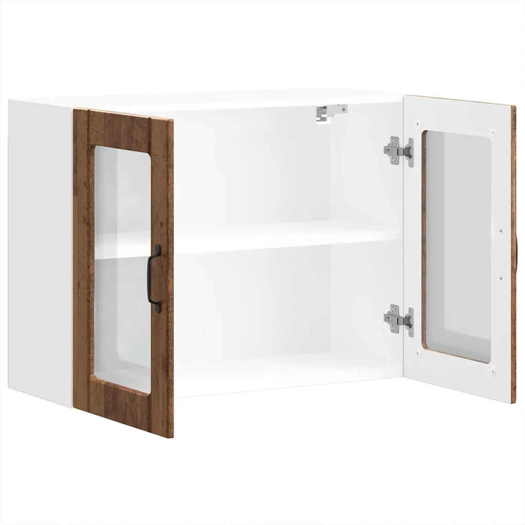 Pensile da Cucina con Porta in Vetro-Mobile Cucina da Parete Lucca Legno Vecchio 280422