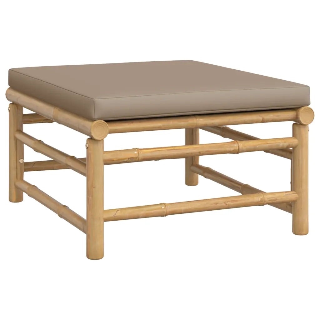 Set Salotto da Giardino 5pz con Cuscini Tortora Bambù 3155113