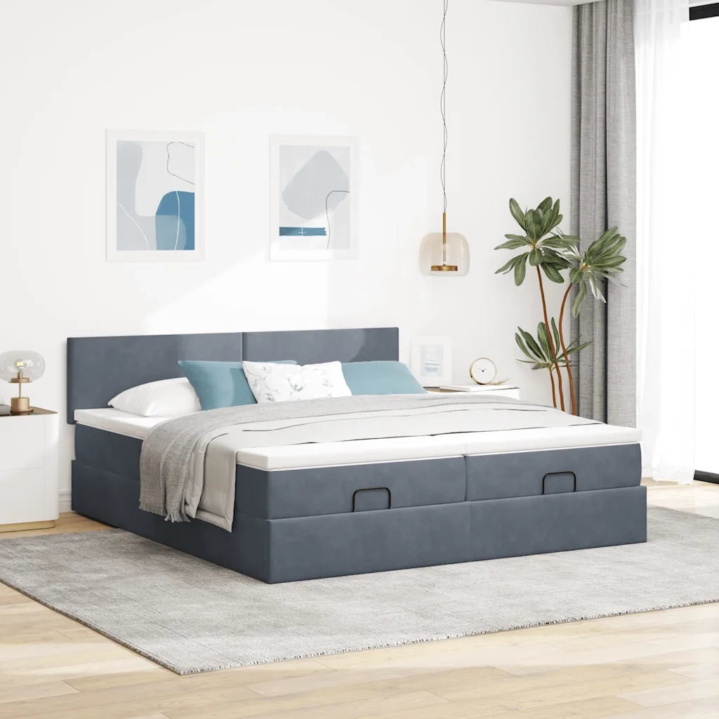 Struttura Letto Pouf con Materassi 180x200 cm Velluto