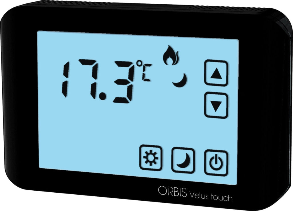 TERMOSTATO DIGITALE DA PARETE VELUS TOUCH ANTRACITE ORBIS