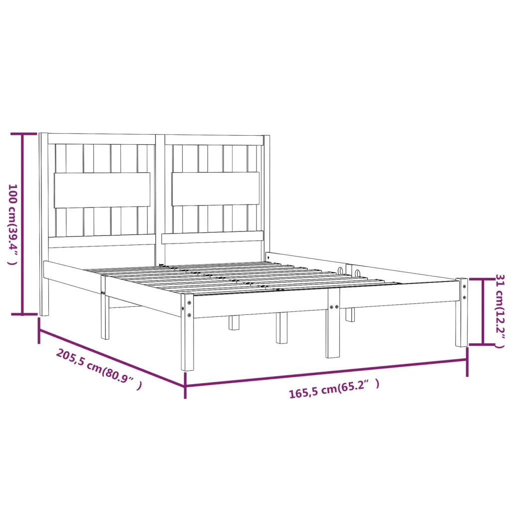 Giroletto-Struttura Letto Bianco in Legno Massello di Pino 160x200 cm 316077