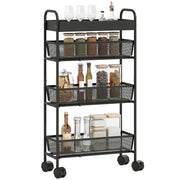 Carrello portaoggetti 4 ripiani con rotelle ¨C Xylo ¨C 3 cassetti scorrevoli metallo nero 19x43x80cm