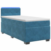 Letto con Box Spring, Materasso e LED Blu 90 x 190 cm Velluto 3452088