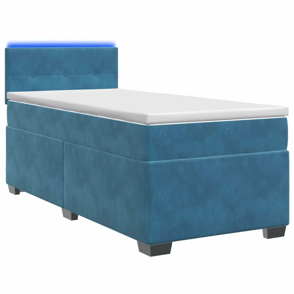 Letto con Box Spring, Materasso e LED Blu 90 x 190 cm Velluto 3452088