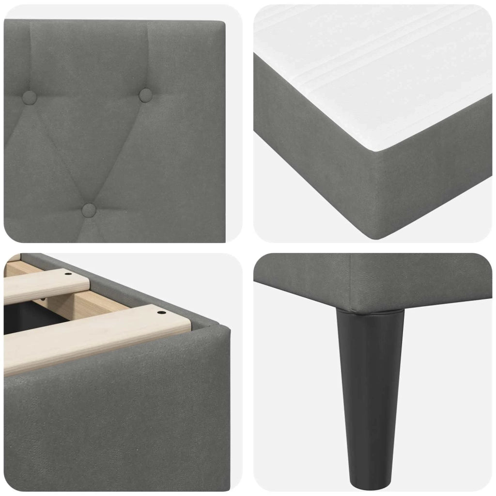 Struttura letto con materasso-Giroletto Grigio scuro 90 x 190 cm Velluto 932189