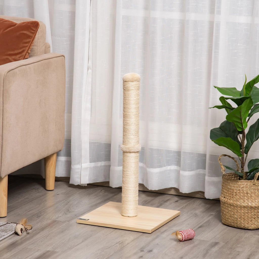 Albero tiragraffi per gatti con sisal ¨C Minimal ¨C Beige e quercia 60 cm