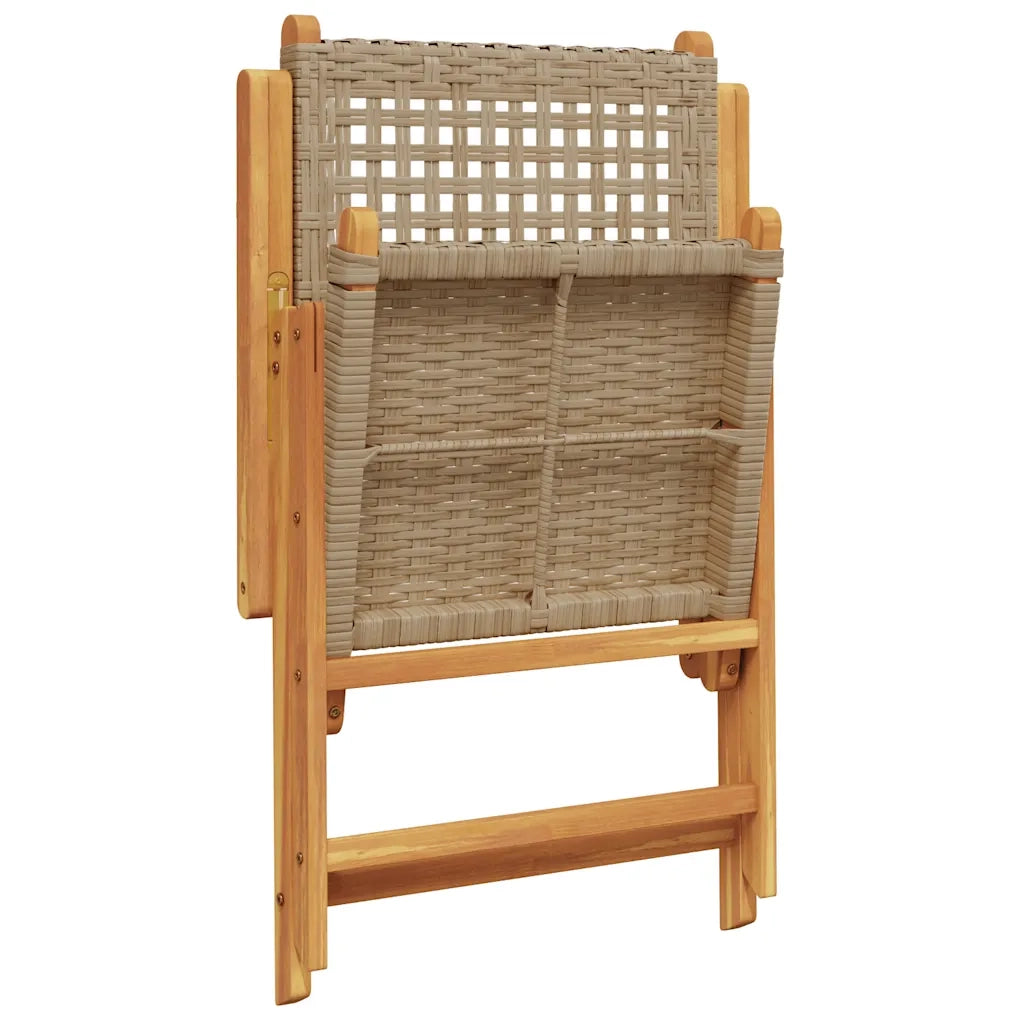 Set Pranzo da Giardino 7 pz Beige Polyrattan e Legno Massello