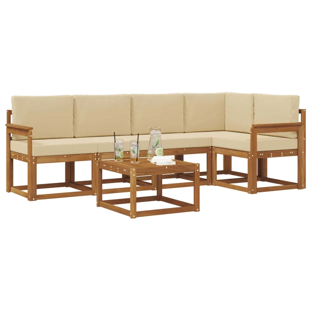 Set di divani da esterno con cuscino 6 pcs Naturale e Beige 3366421