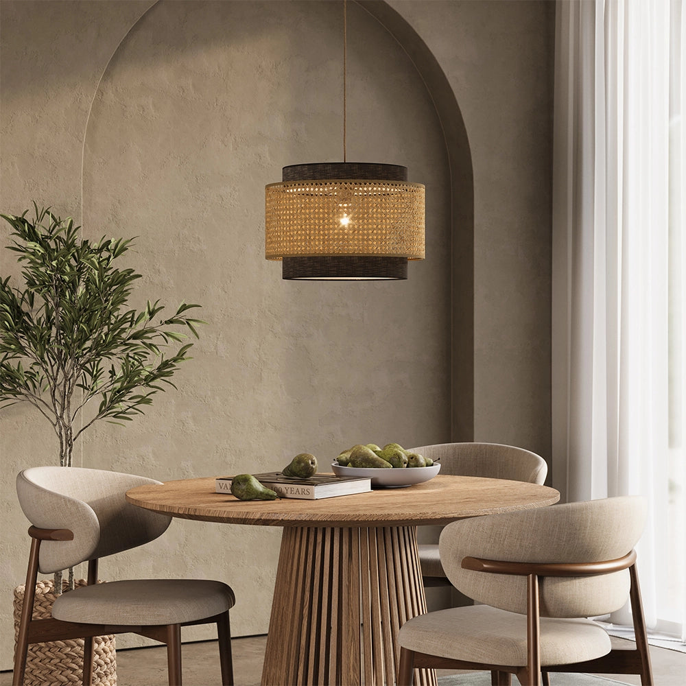 Vicco Lampada a soffitto Rattan/nero 45 x 31 cm