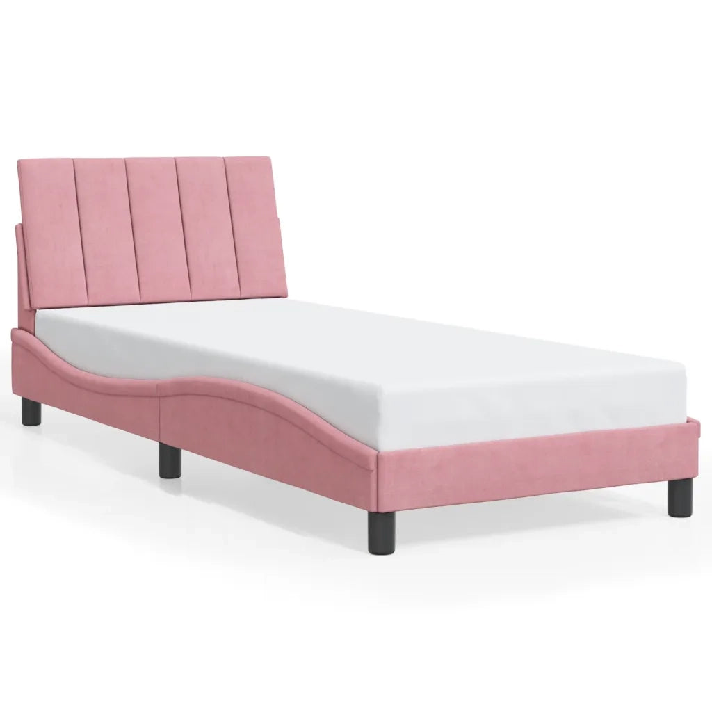 Giroletto con LED senza Materasso Hanko Rosa 80x200 cm in Velluto
