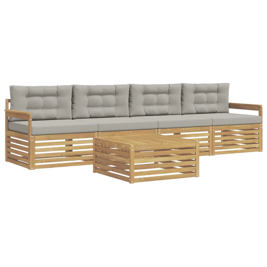 Set di divani da esterno 5 pz Bianco e Grigio Chiaro 3389991
