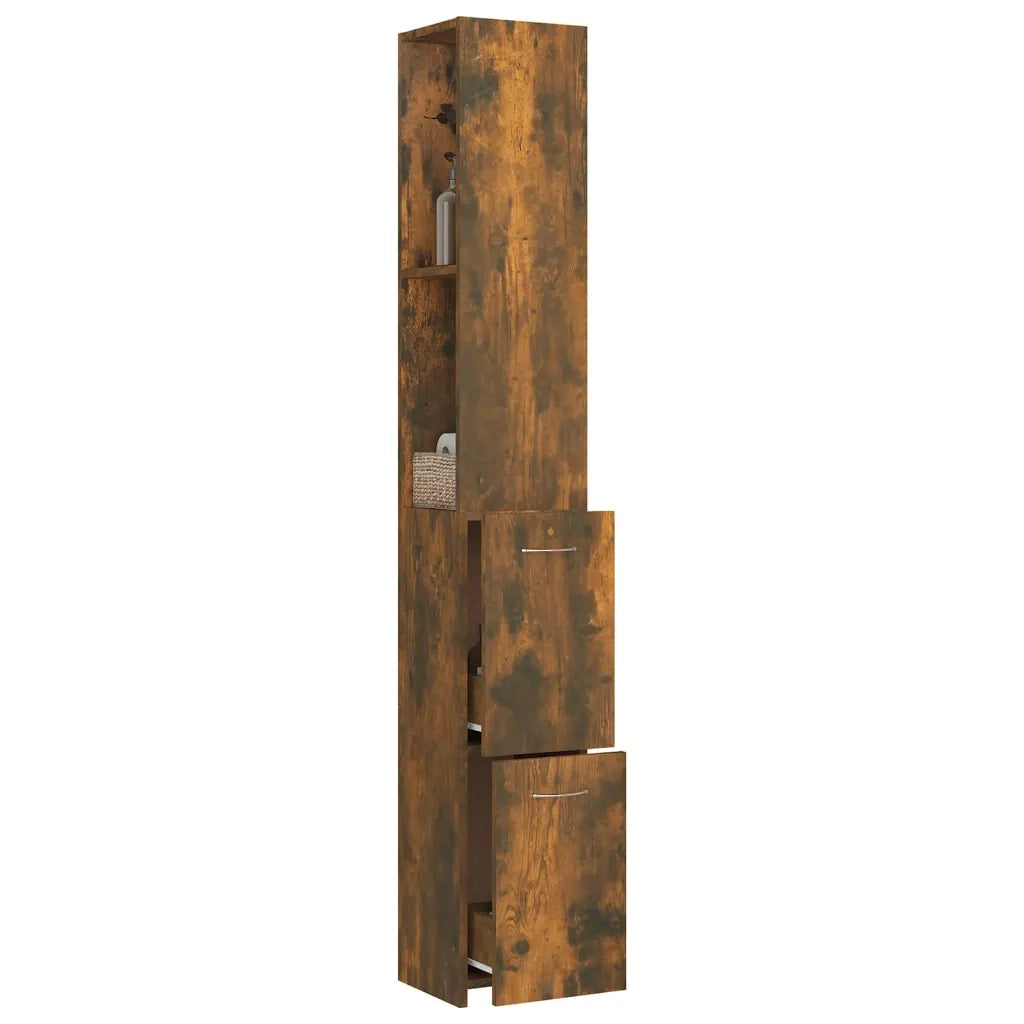 Armadietto Bagno Rovere Fumo 25x26,5x170cm in Legno Multistrato 815960