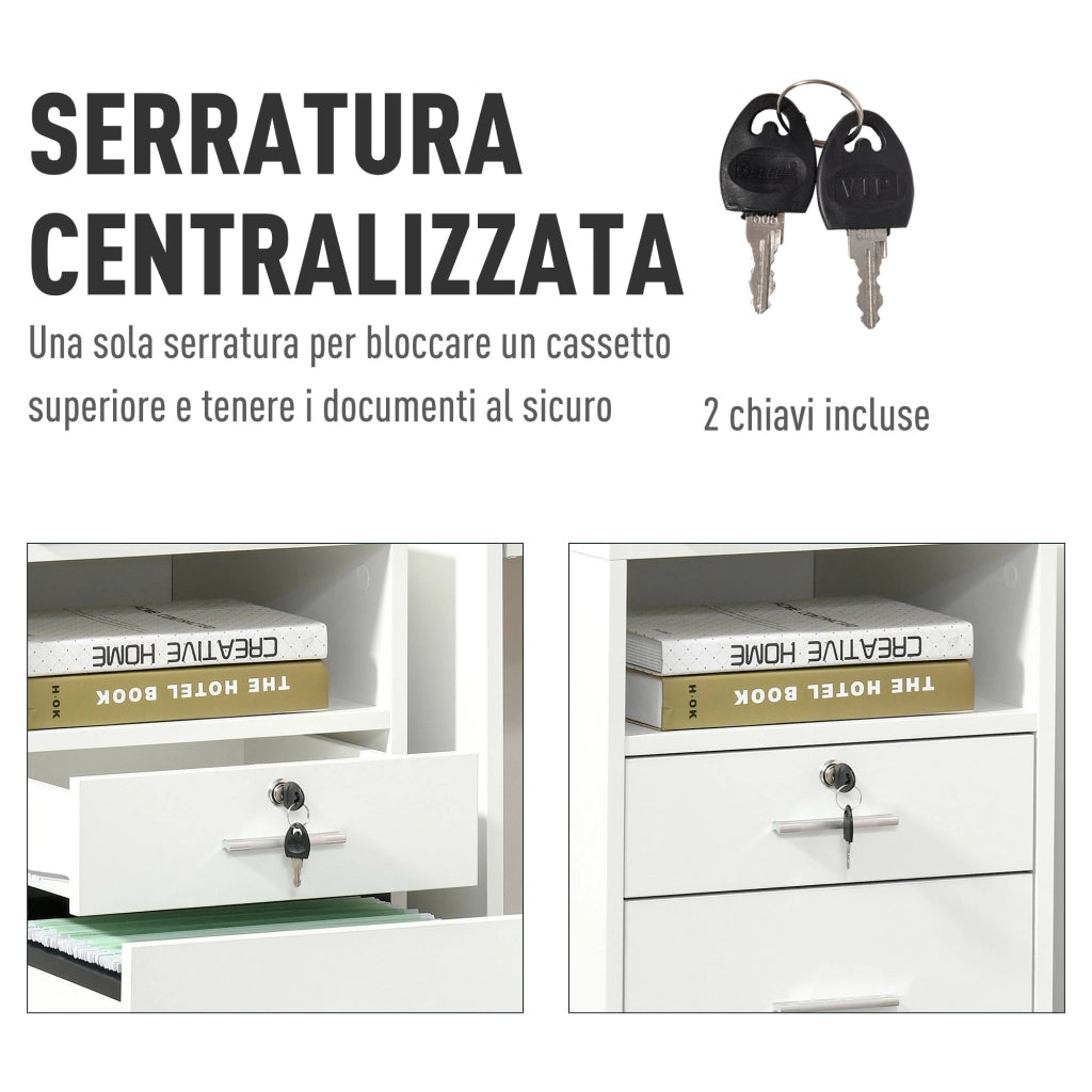 Scrivania con cassettiera e ripiano ¨C Minimal ¨C 39x40x65 cm, bianco
